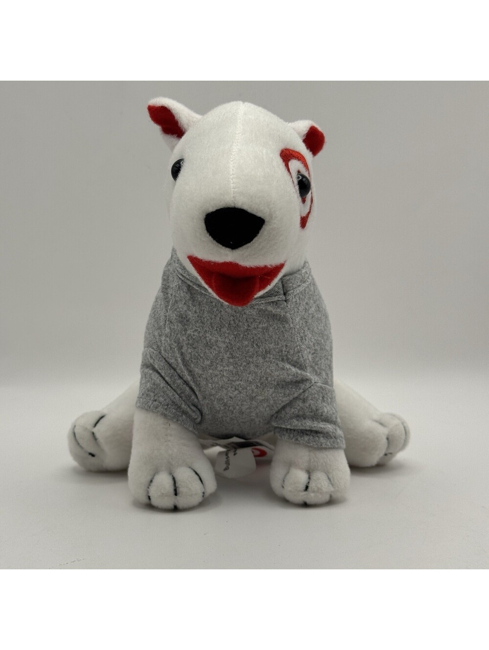 Official Target Bullseye Dog Plush With Gray Quarter Zip Sweater Bull Terrier